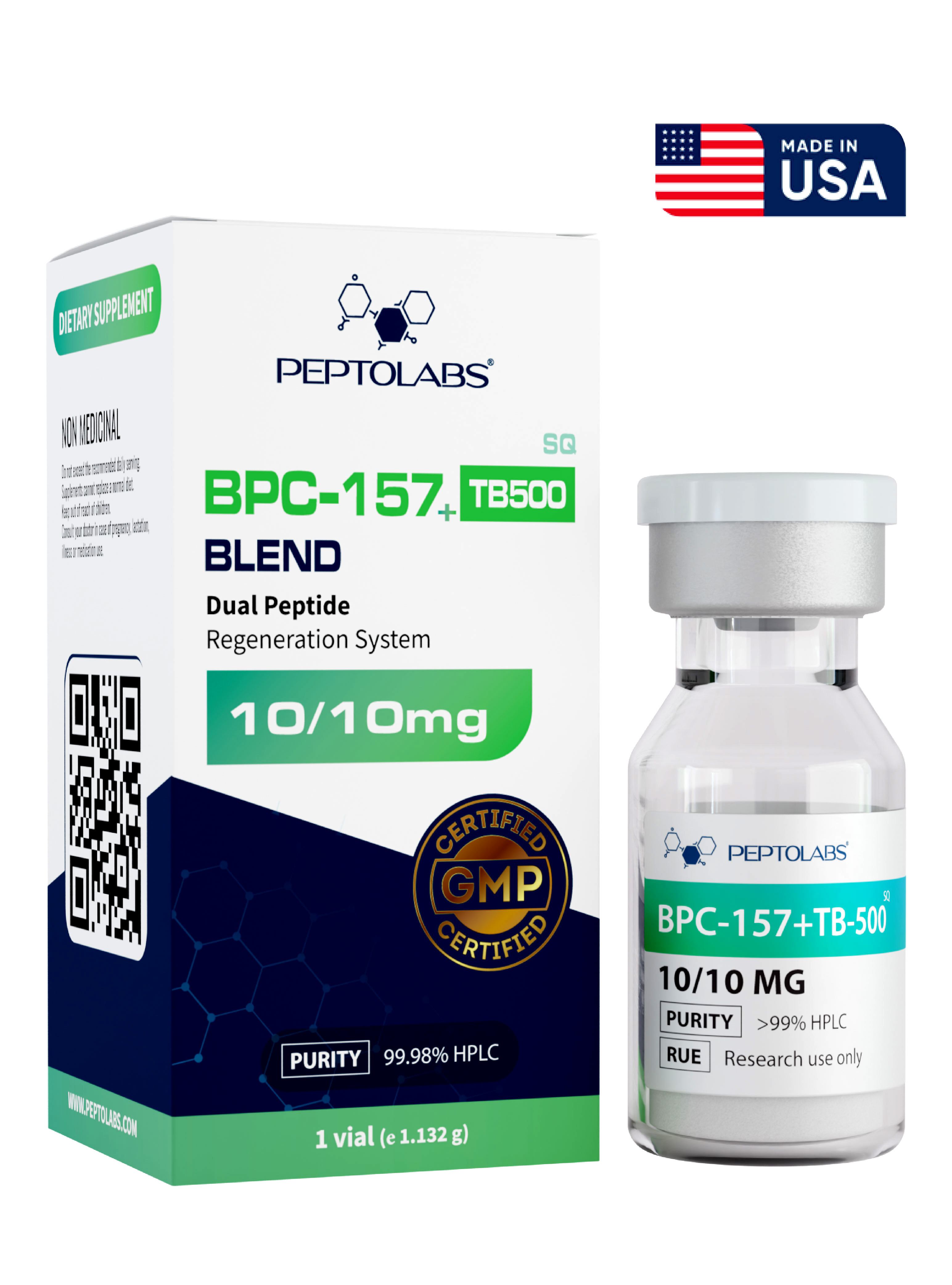 BPC-157 (10 мг) + TB-500 (10 мг) флакон - пептиды для восстановления